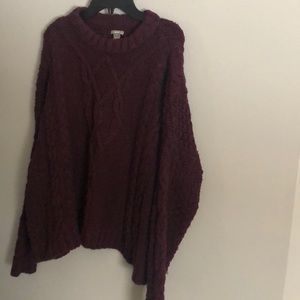 Aerie maroon cable knit sweater size small
